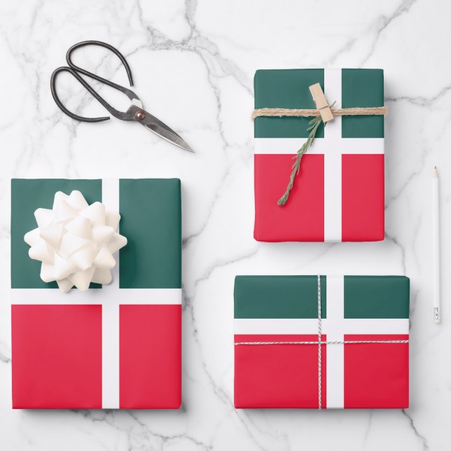 Geländertes Rotes Gelb Geschenkpapier Set (Vorderseite)