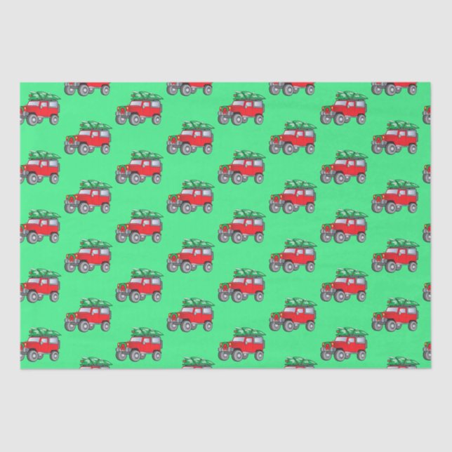 Geländewagen mit Weihnachtsbaum Seidenpapier (Vorderseite)