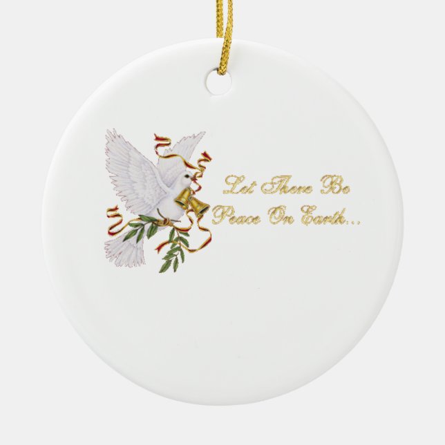 gelassen gibt es Weltfrieden Keramik Ornament (Vorne)