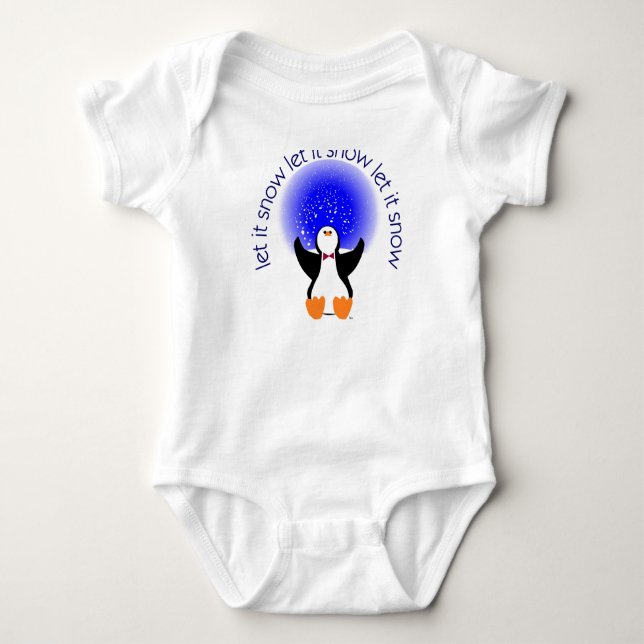 Gelassen ihm schneien Penguin-Baby-Shirt Baby Strampler (Vorderseite)