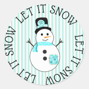 Gelassen ihm schneien Snowman-aquamarine Runder Aufkleber