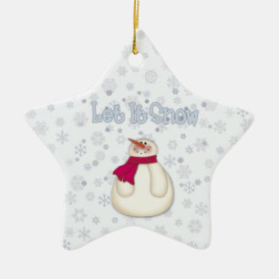 Gelassen ihm schneien Snowman-Stern-Verzierung Keramikornament