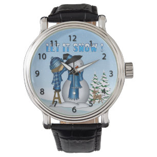 Gelassen ihm schneien Snowman-Uhr Armbanduhr