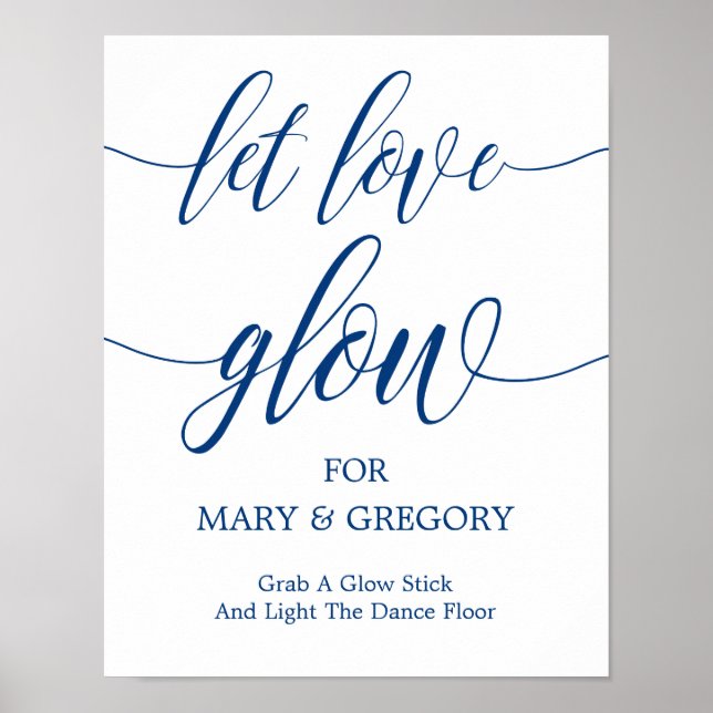 Gelassen Liebe Glow Wedding Sign Navy Blaukalligra Poster (Vorne)