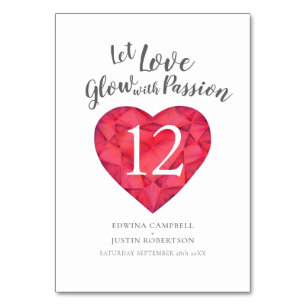 Gelassen Liebe glühen mit Leidenschaft Aquarellrot Tischnummer