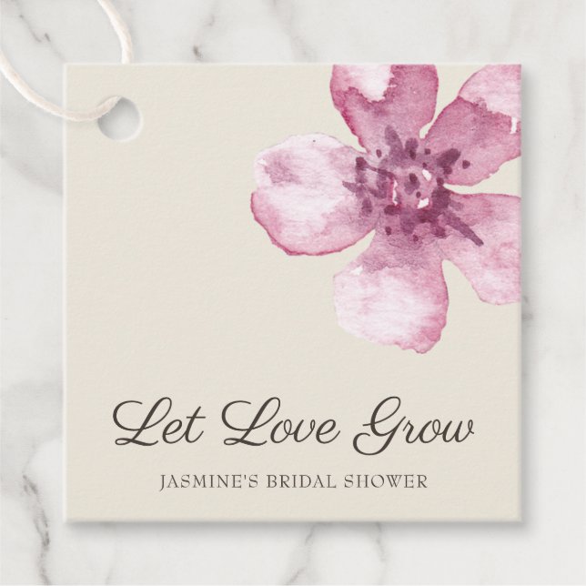 Gelassen Liebe Grow Elegante Kirsche Blossom Braut Geschenkanhänger (Vorderseite)