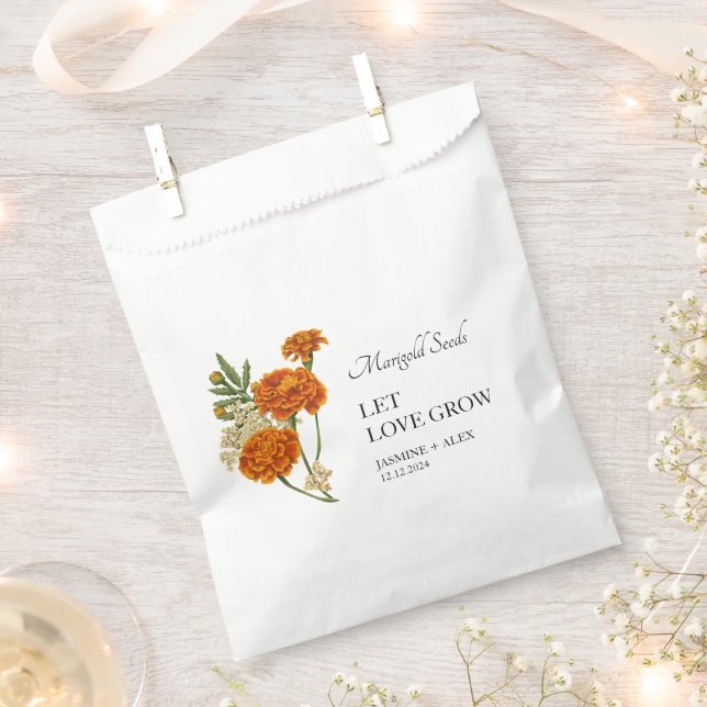 Gelassen Liebe Grow Marigold Seed Wedding Geschenktütchen (Ausgeschnitten)
