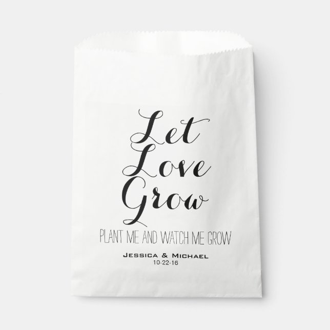 Gelassen Liebe Grow Pflanze Samen Gartenhochzeit Geschenktütchen (Vorderseite)