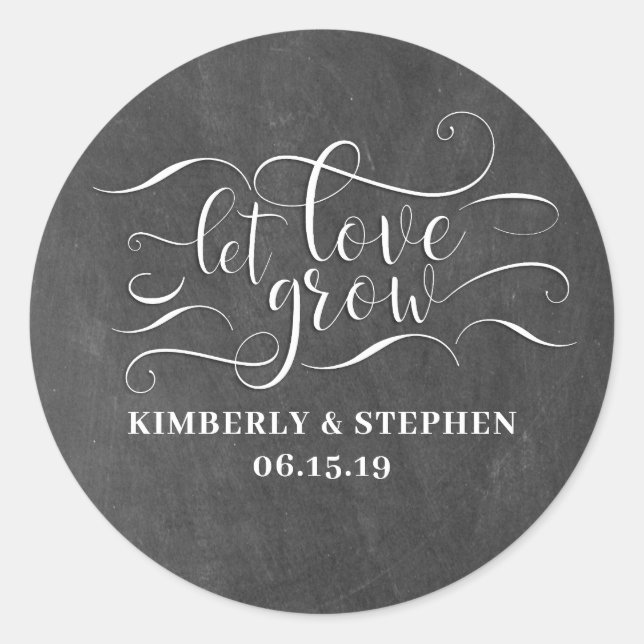 Gelassen Liebe Grow Wedding Runder Aufkleber (Vorderseite)