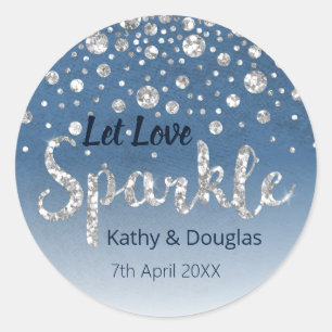 Gelassen Liebe Sparkle Glitzer Stars Blau Wasserfa Runder Aufkleber