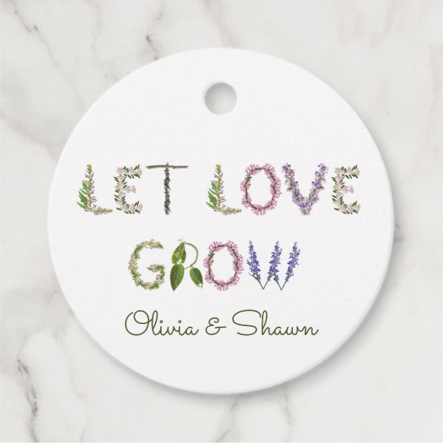 Gelassen Liebe wachsen Hochzeit Bridal Blume Samen Geschenkanhänger (Vorderseite)