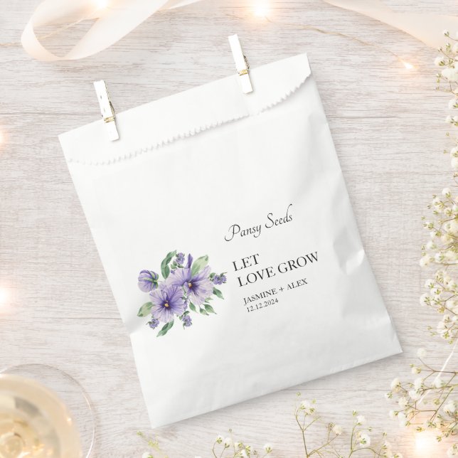 Gelassen Liebe wachsen Pansy Seed Wedding Geschenktütchen (Ausgeschnitten)