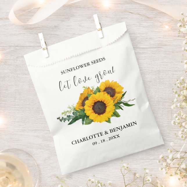 Gelassen Liebe wachsen rustikale Sonnenblumenkerne Geschenktütchen (Ausgeschnitten)
