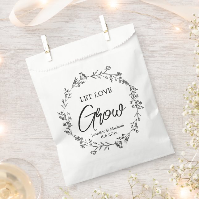gelassen Liebe wachsen schwarz-weiß botanischen Ho Geschenktütchen (Ausgeschnitten)