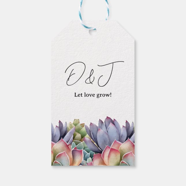 "Gelassen Liebe wachsen" Sukkulente Hochzeitstiftm Geschenkanhänger (Rückseite)