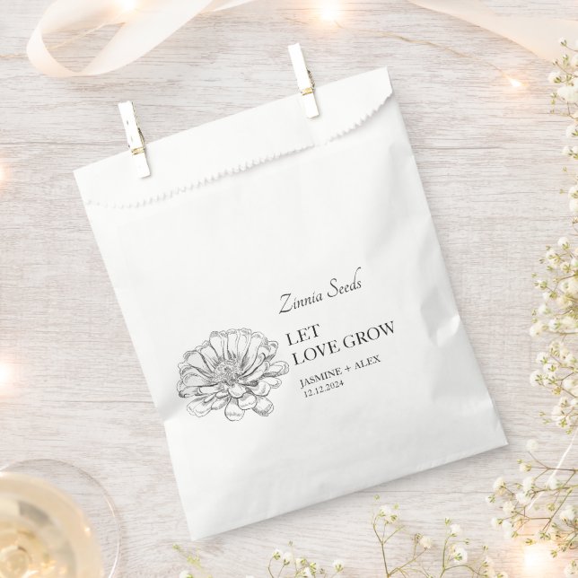 Gelassen Liebe wachsen Zinnia Gastgeschenk Hochzei Geschenktütchen (Ausgeschnitten)