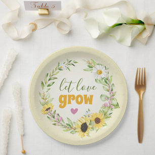 Gelassen Liebe Wildblume wachsen Sonnenblumen Brau Pappteller