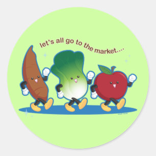 Gelassen uns allen gehen Sie zum Markt Runder Aufkleber