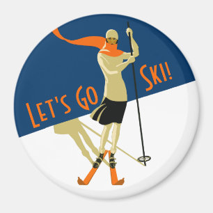 Gelassen uns gehen Ski! Vintage EntwurfSkiers Magnet