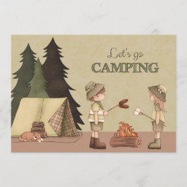 Gelassen uns geht Camping - Camper, Lagerfeuer, Einladung