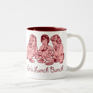 Gelassen uns zu Mittag essen Bündelfünfziger jah Zweifarbige Tasse