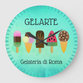 Gelateria / Ice Cream Parlor Ice Cream Assortment Große Wanduhr