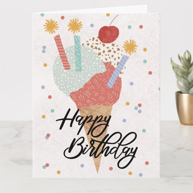 Gelato Fun Geburtstag geklappte Grußkarte Karte (Kleine Pflanze)