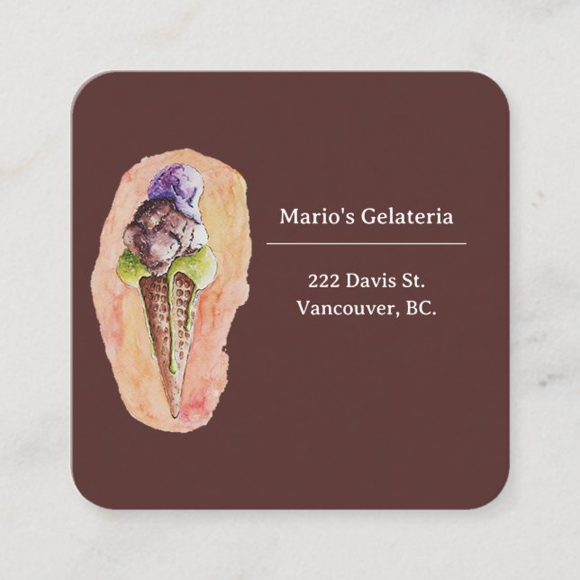 Gelato Gelateria Ice Creme Shop Quadratische Visitenkarte (Vorderseite)