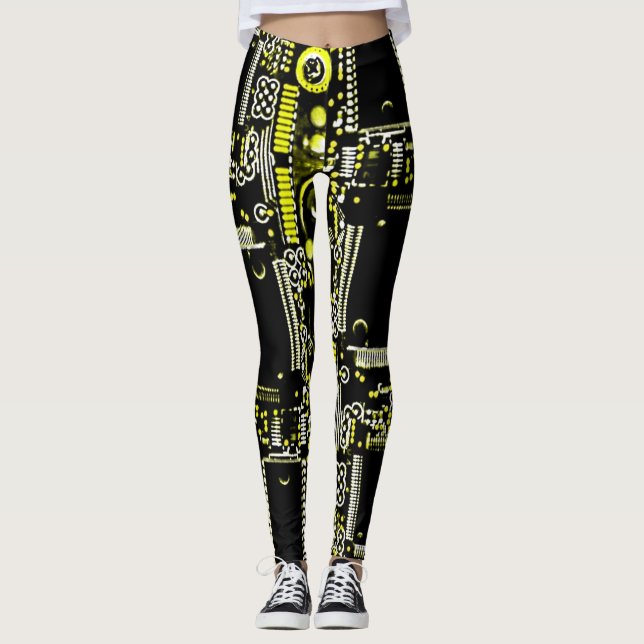 Gelb 2 im Kreis über Leggings (Vorderseite)