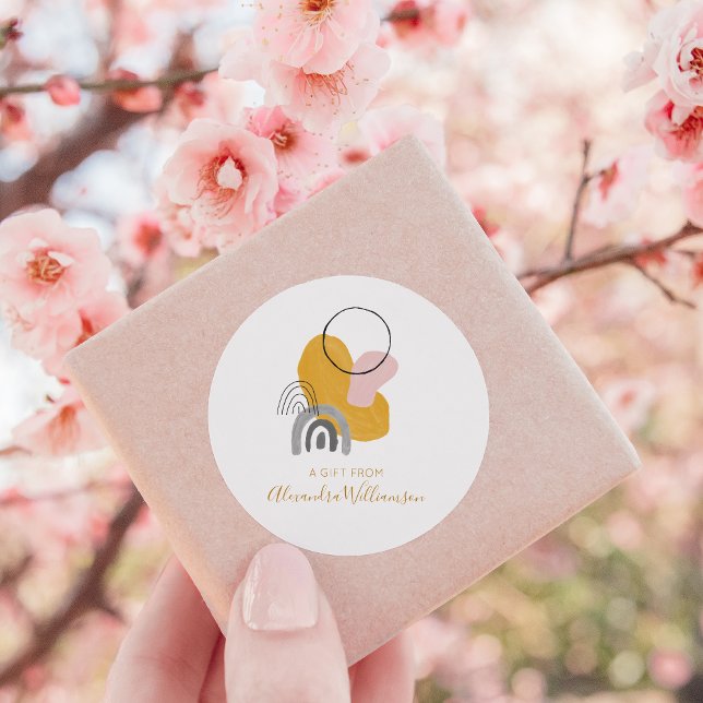 Gelb Abstrakt Personalisiert ein Geschenk aus dem  Runder Aufkleber (Von Creator hochgeladen)