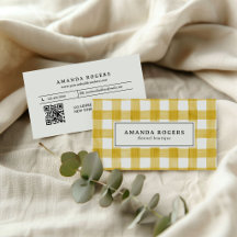 Gelb Aquarell Büffel Karo QR CODE modern