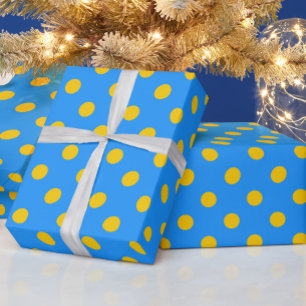 Gelb auf Blau Punkte Muster Design Geschenkpapier
