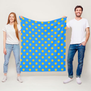 Gelb auf Blau Punkte Musterdesign Fleecedecke