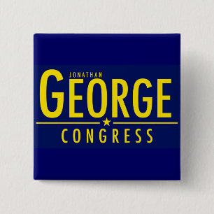 Gelb auf blauem George für Kongress-Quadrat-Knopf Button