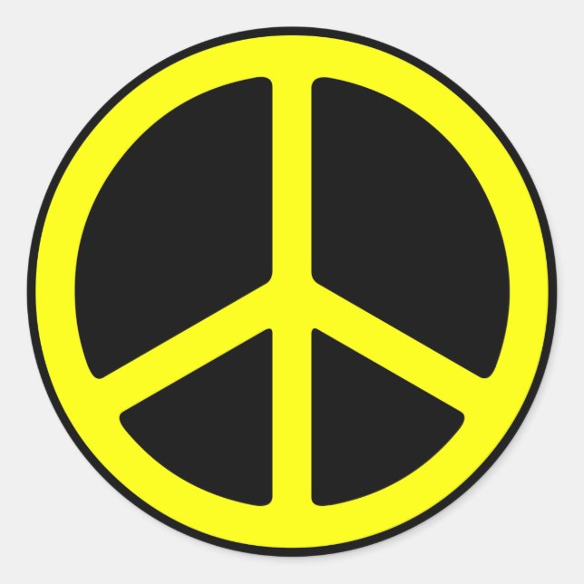 Gelb auf dem Schild "Black Peace" Runder Aufkleber (Vorderseite)