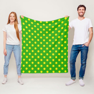 Gelb auf grünem Polka-Punkte-Musterdesign Fleecedecke