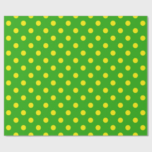 Gelb auf grünem Polka-Punkte-Musterdesign Geschenkpapier