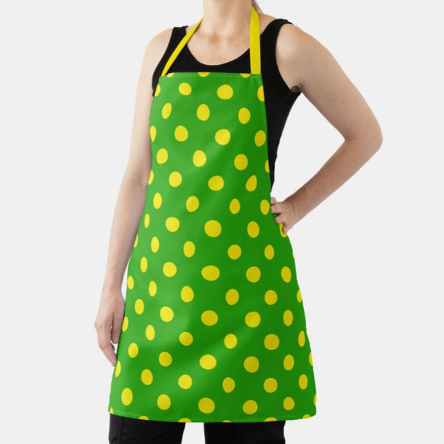 Gelb auf grünem Polka-Punkte-Musterdesign  Schürze (Von Creator hochgeladen)