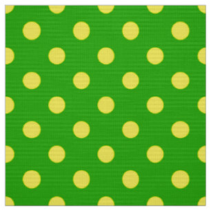 Gelb auf grünem Polka-Punkte-Musterdesign  Stoff