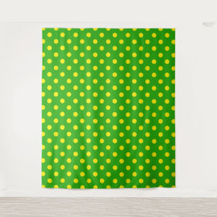 Gelb auf grünem Polka-Punkte-Musterdesign Wandteppich