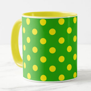 Gelb auf grünem Punkte-Muster-Design Tasse