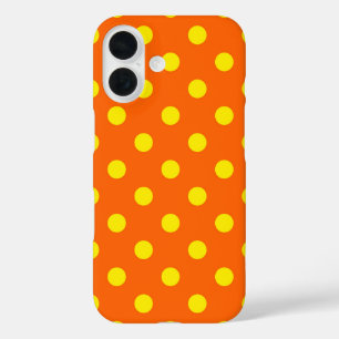 Gelb auf Orange Polka Dots Design iPhone 16 Hülle