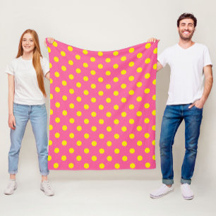 Gelb auf rosa Polka Dots Design Fleecedecke