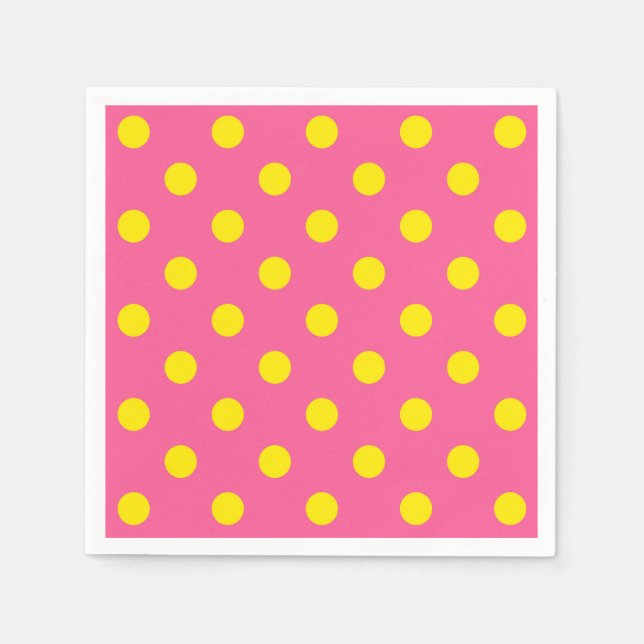 Gelb auf rosa Polka Dots Design Serviette (Vorderseite)