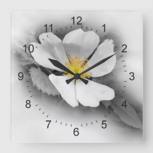 Gelb auf Schatten des Graus Quadratische Wanduhr