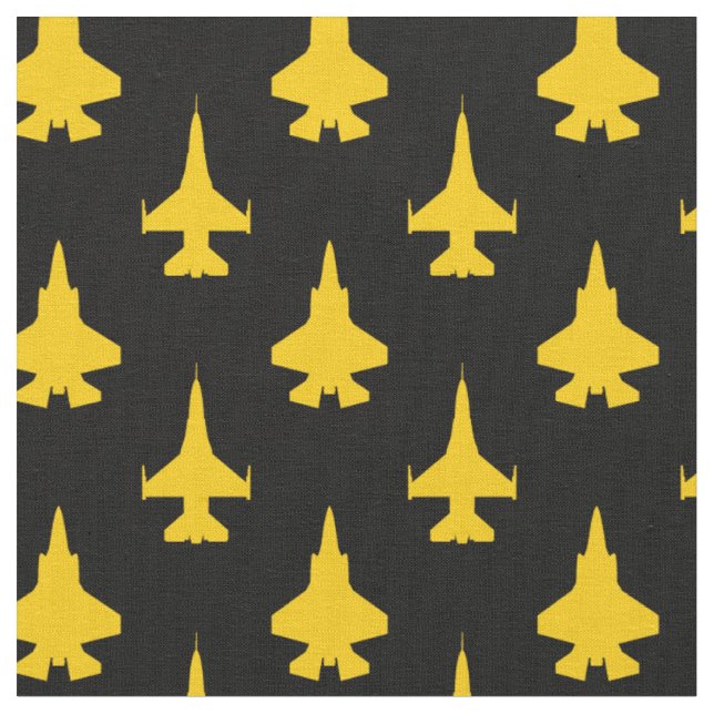 Gelb auf schwarzem F16- und F35-Muster Stoff (Nahaufnahme)