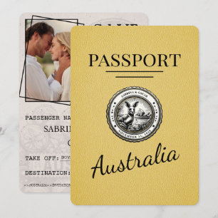 Gelb Australien Reisepass Save The Date
