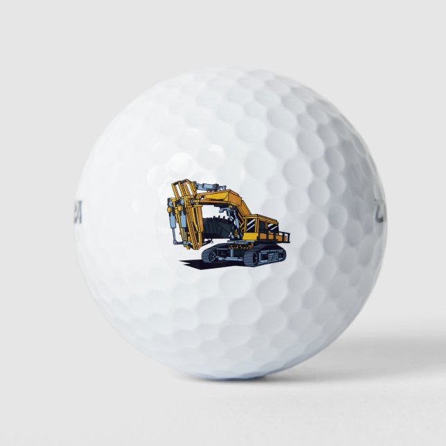 Gelb Bagger Maschinen Golfball (Vorderseite)