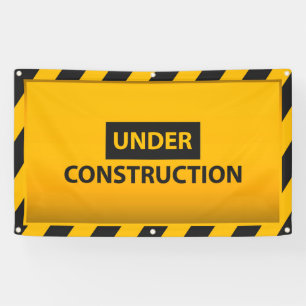 Gelb Banner Unter Bau Warnung