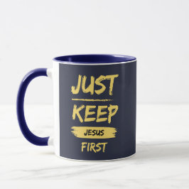 Gelb Behalte nur Jesus zuerst Tasse